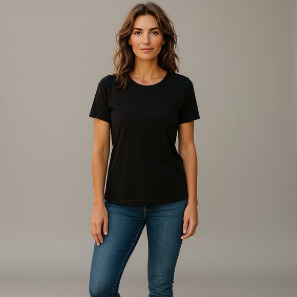 Mono B Women's Basic Scoop Neck T-Shirt-soft Stretch Tee Casual Everyday Wear - Picture 1 of 5